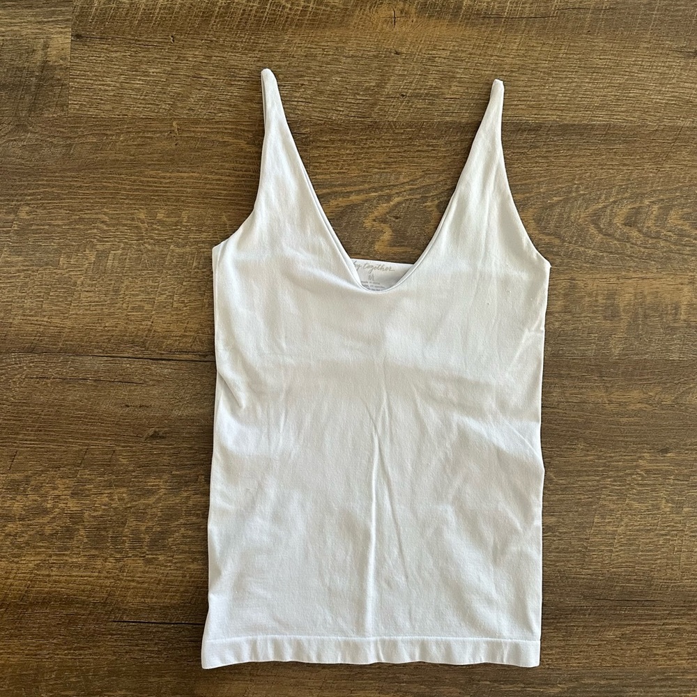 White V-Neck Camisole with shelf bra